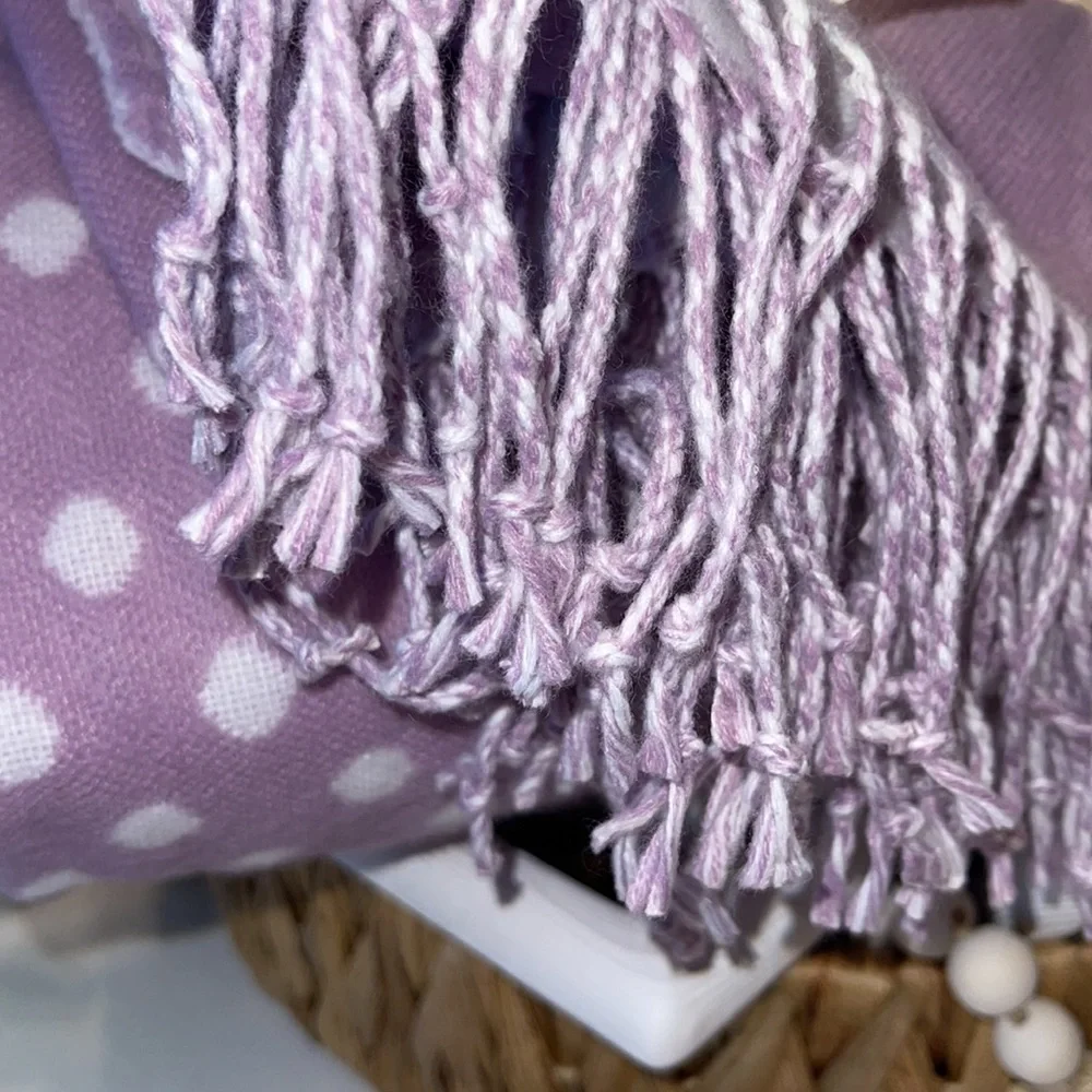 HOME REFLECTIONS Dot Throw with Fringe reversible In Lilac - Picture 7 of 13